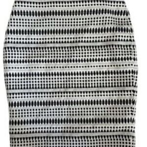LOFT Black and White Knee-Length Pencil Skirt